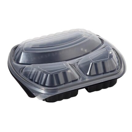 Starcup Üç Bölmeli Kapaklı Gıda Kabı Mikrodalga Fırına Uygun 50 Adet