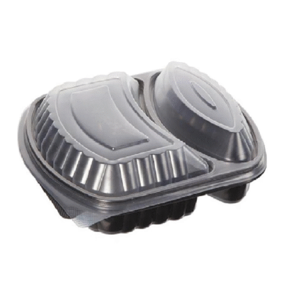 Starcup İki Bölmeli Kapaklı Gıda Kabı Mikrodalga Fırına Uygun 50 Adet