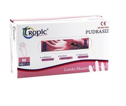 Tropic Pudrasız Lateks Muayene Eldiveni Orta Boy  100 Adet
